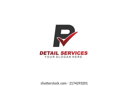 P Comprobar la inspiración del diseño del logotipo. Diseño de plantilla de letras vectoriales para marca.