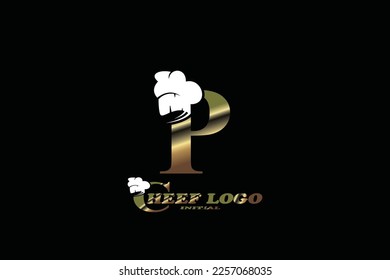 P chef's hat Letter logo template for your branding.