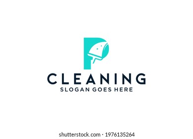 P for cleaning clean service Maintenance for car detailing, homes logo icon vector template.
