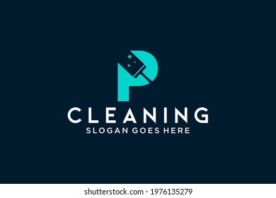 P for cleaning clean service Maintenance for car detailing, homes logo icon vector template.