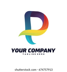 P Colorful Abstract Logo Template Design Vector, Emblem, Design Concept, Creative Symbol, Icon