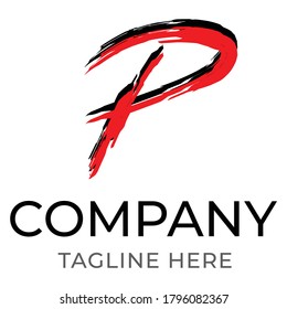 P company logo with the concept of brush strokes and animal nail strokes.