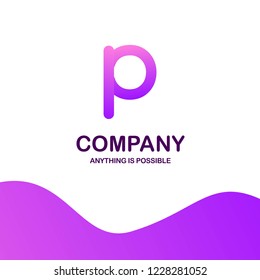 P company logo design with purple theme vector