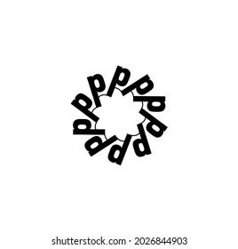 Monograma de la empresa P en forma de mandala. Logo de P