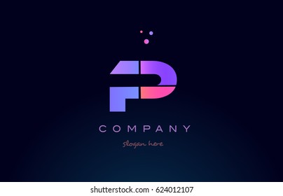 p creative color blue background pink purple blue magenta alphabet letter company logo vector icon design