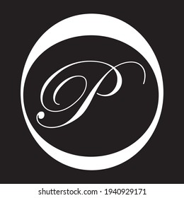 P Creative Modern Black Letters Logo Design. Handwritten P white Letter Logo with a minimalist design.  