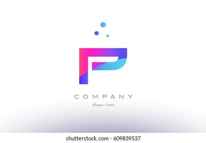 p creative pink purple blue modern dots creative alphabet gradient company letter logo design vector icon template