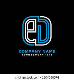 P D initial letter, modern logo design template vector 