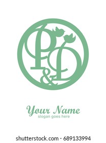 P D initial wedding decorative logo template