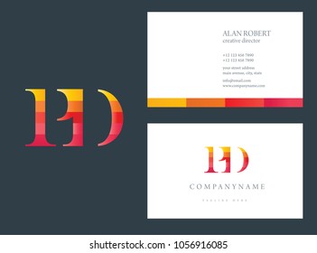 P & D joint logo multi color design vector with business card template