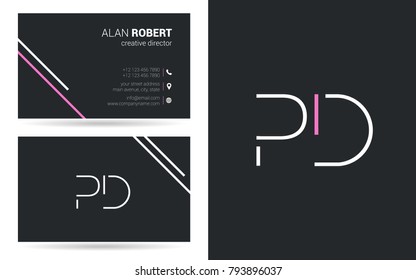 P & D joint logo stroke letter design with business card template