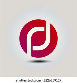 p and d letter logo in circle. gradient red color template design