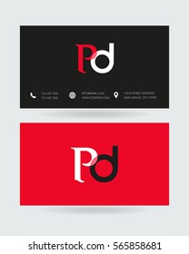 P & D Letter logo design vector element with Business card