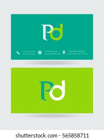 P & D Letter logo design vector element with Business card