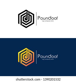 the 'p d' logo letter, with the hexagon's basic shape, looks like a fingerprint. financial logos and studios