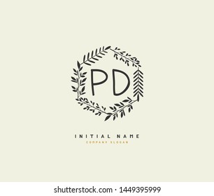 P D PD Beauty vector initial logo, handwriting logo of initial signature, wedding, fashion, jewerly, boutique, floral and botanical with creative template for any company or business.