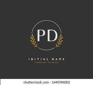 P D PD Beauty vector initial logo, handwriting logo of initial signature, wedding, fashion, jewerly, boutique, floral and botanical with creative template for any company or business.