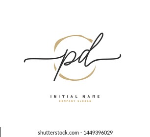 P D PD Beauty vector initial logo, handwriting logo of initial signature, wedding, fashion, jewerly, boutique, floral and botanical with creative template for any company or business.