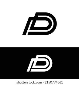Plantilla de diseño de logotipo inicial de la letra P D DP monograma. Adecuado para General Sports Fitness Construction Finance Empresa Empresa de ropa de empresa con diseño de logotipo de estilo moderno sencillo.