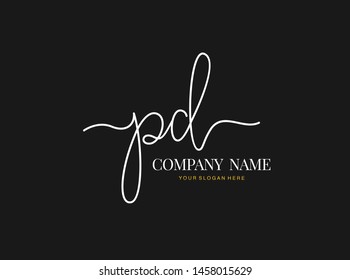 P D PD Initial handwriting logo design with circle. Beautiful design handwritten logo for fashion, team, wedding, luxury logo.