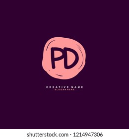 P D  PDInitial logo template vector