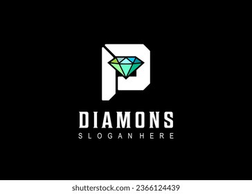 p diamond vector logo design