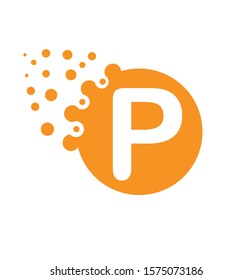 P dot letter logo,P letter logo design vector in dots.