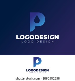 diseño de logotipo p y drop patrón de vector de logotipo de agua