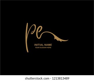 P E Initial Handwriting Logo Template