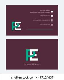 P & E  Letter logo, with Business card

