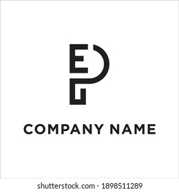 P E Letter Logo Design Vector Stock Vector 