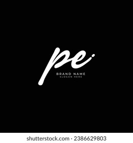 P, E, PE Initial letter handwritten and signature vector image logo