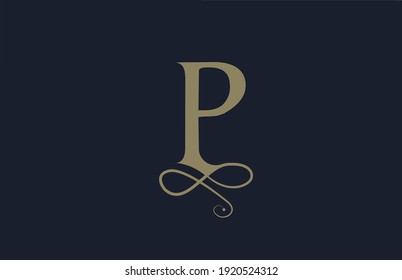 P elegant monogram ornament alphabet letter icon logo for business. Vintage corporate brading and lettering design for luxury products and company