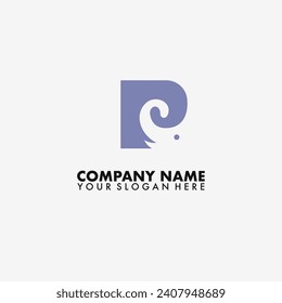 P elephant Logo vector design.