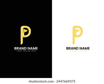 P emblema, combinación, profesional, diseño del logotipo de la letra.