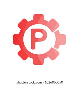 P engineering logo. Alphabet letter logo design vector icon. Red low poly style. Vector Illustrator