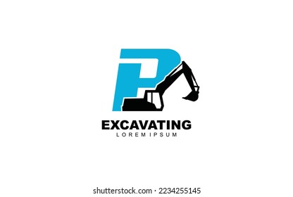 P excavator letter logo vector for your branding with modern style.