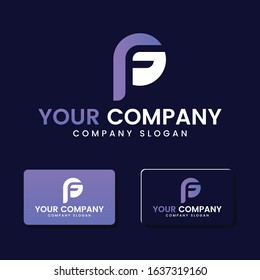 P F G Logo and business card. PFG Letter modern Design Vector with purple gradient color.
