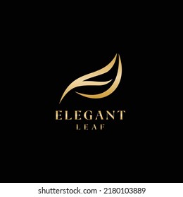 P And F Gold Leaf Logo Design Template Elegant Style