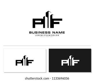 P F Initial building logo concept