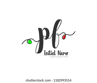 P F Initial handwriting logo vector template