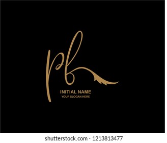 P F Initial Handwriting Logo Template