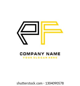 P F initial letter, modern logo design template vector