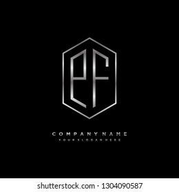 P F initial letter, modern logo design template vector