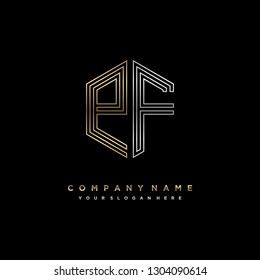 P F initial letter, modern logo design template vector