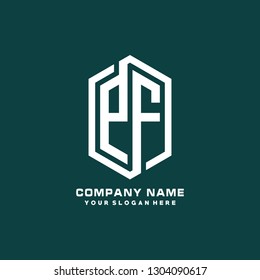 P F initial letter, modern logo design template vector