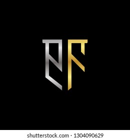 P F initial letter, modern logo design template vector