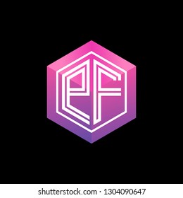 P F initial letter, modern logo design template vector