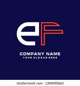 P F initial letter, modern logo design template vector