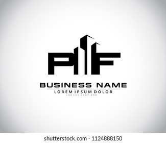 P F Initial logo concept with building template vector.